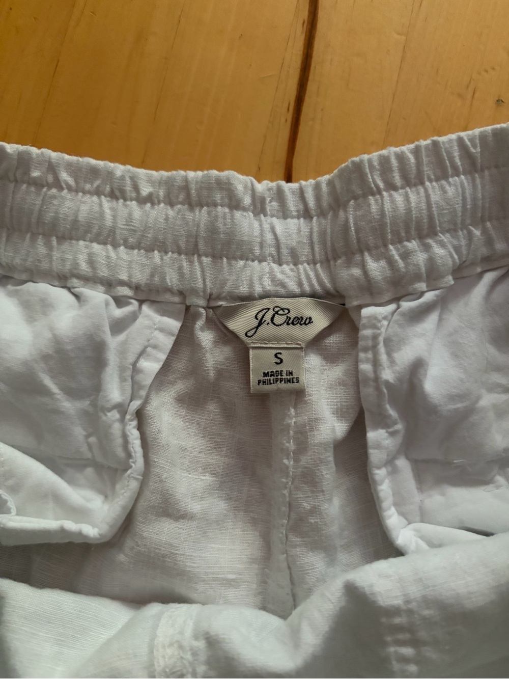 J. Crew White Linen Drawstring Athletic Shorts - Picture 2 of 2